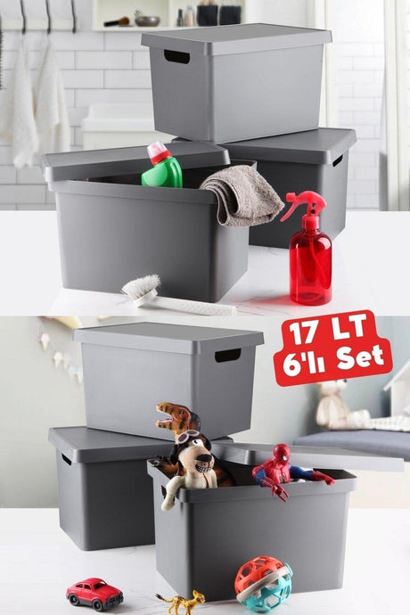 17 Lt Decorative Organizer Box with Lid 6 pcs - Swordslife