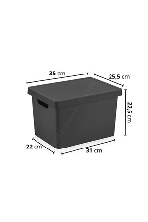 17 Lt. Box with Lid 3 Pieces Anthracite Nandy