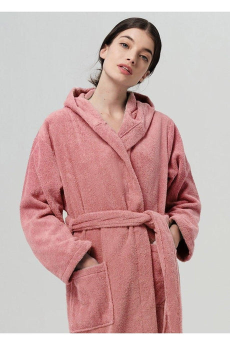 Powder Pink Hooded Men's/Women's Bathrobe-bathrobe Set (unisex) - Swordslife