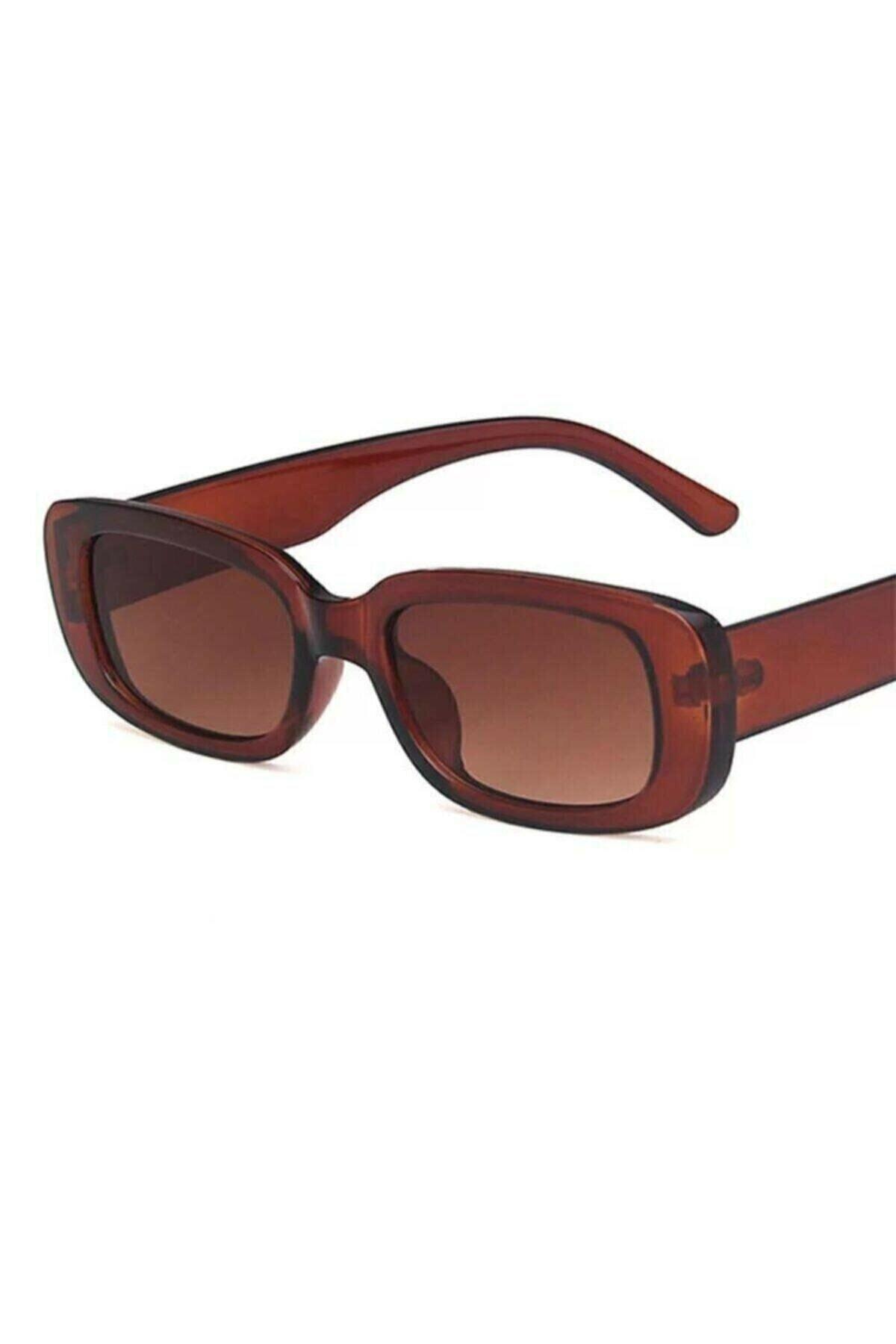 Women's Brown Square Rectangle Vintage Retro Sunglasses - Swordslife