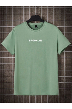 Black Street Men'S Mint Green Brooklyn Printed Oversize Crew Neck Short Sleeved Tshirt