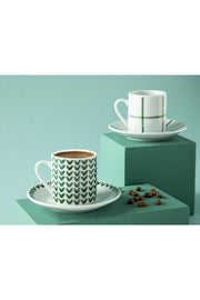 Leno Porcelain Set Of 2 Coffee Cups 80 Ml Green