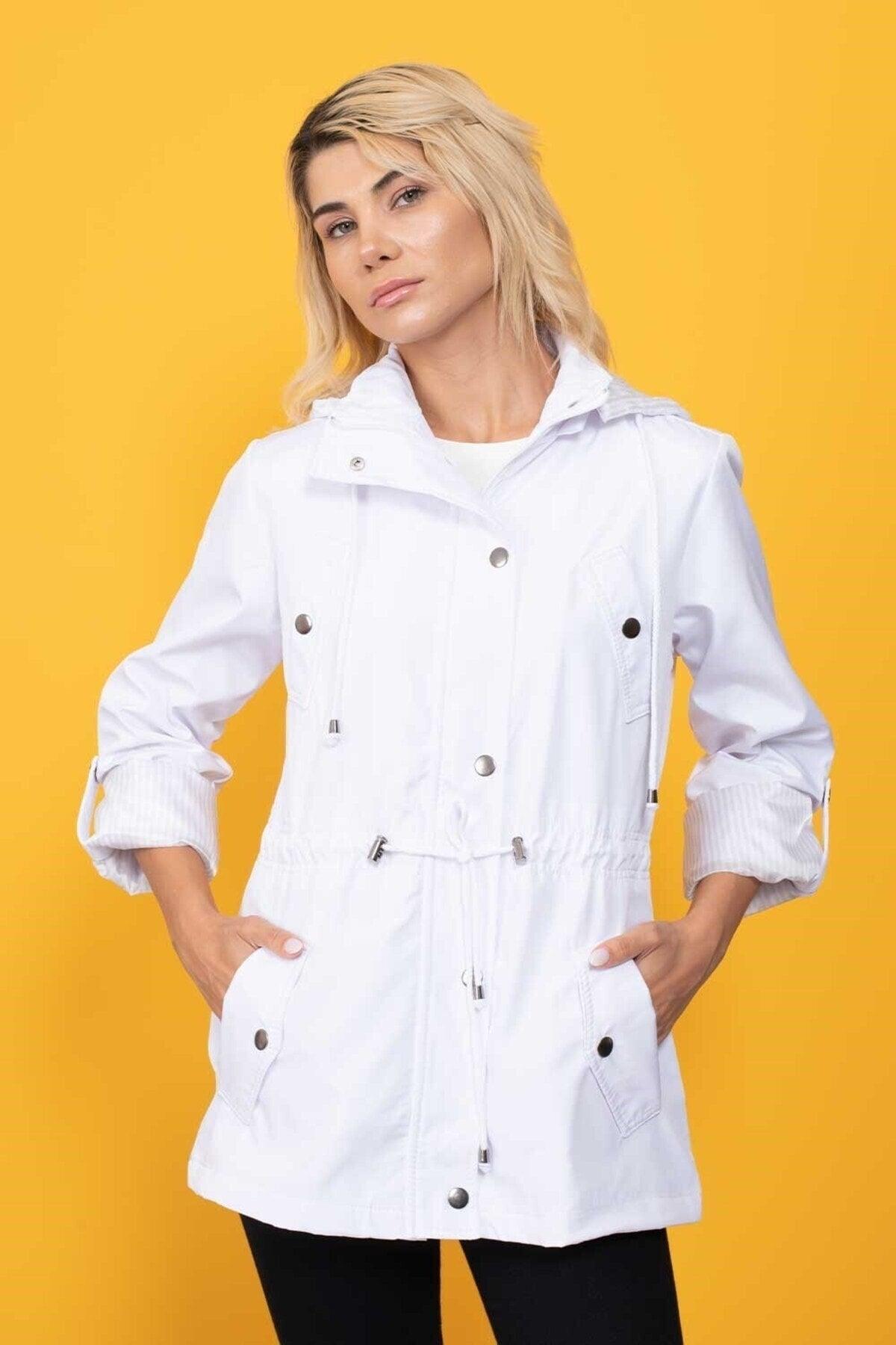 Women's White Hooded Seasonal Coat - Swordslife