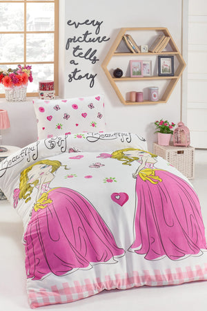Junior Duvet Cover Set Single Beatiful Girl White