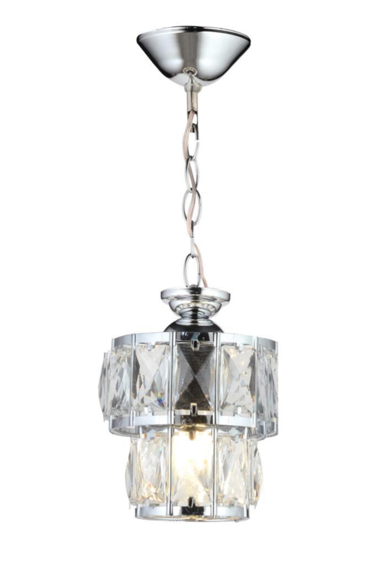 Miraç 2 Tier Single Silver Chandelier