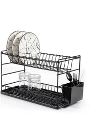 Black Pe Coated Stainless Two Layer Modular Plate / Dish Rack (50 Cm)