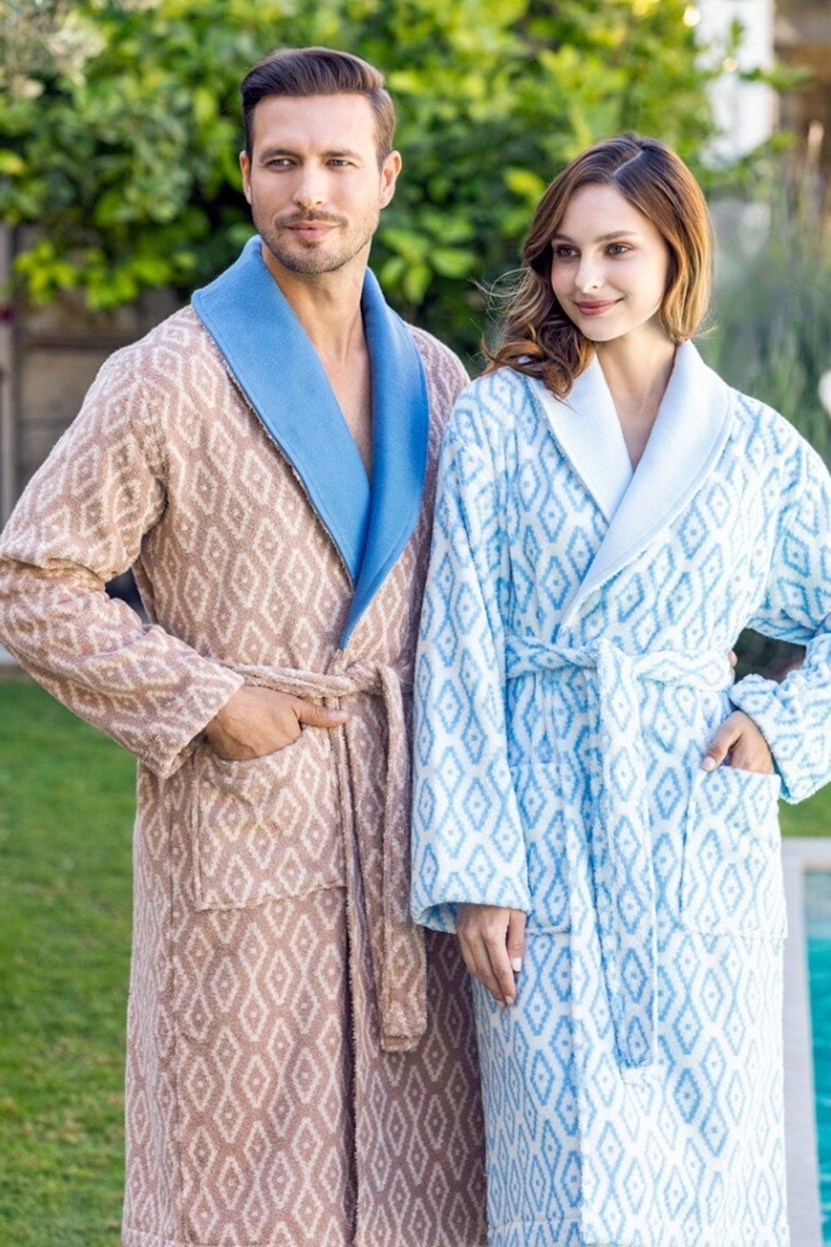 Bathrobe Set Seam Beige Blue - Swordslife