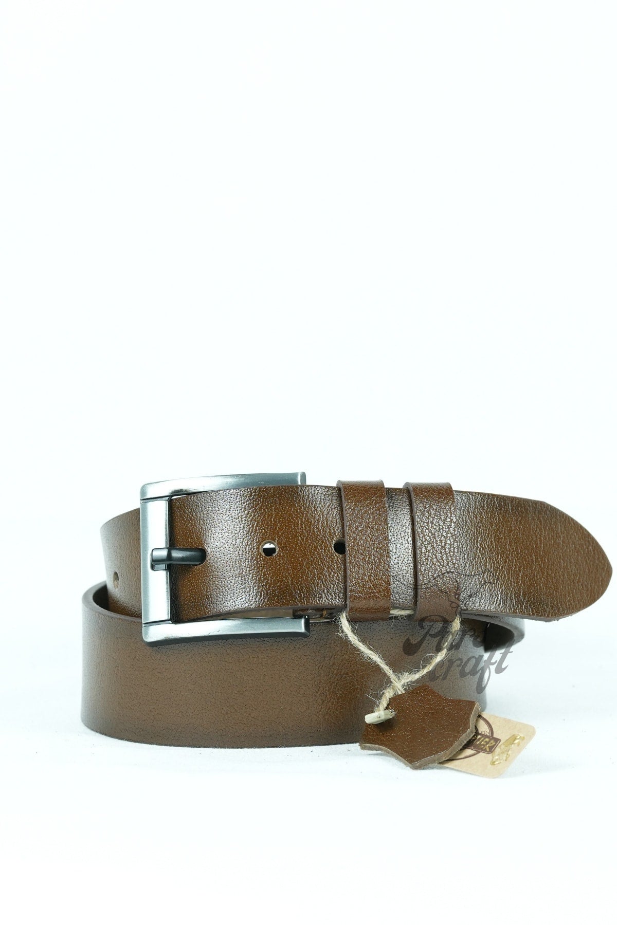 Genuine Buffalo Leather Men'S Belt 4.5 Cm Tan Jeans Sport Belt