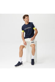 Men'S Navy Blue Color Block Standard Fit Short Sleeve T-Shirt