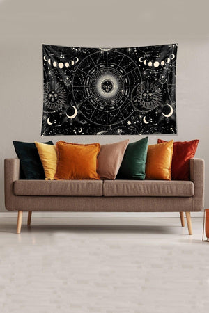 Black Star Map Patterned Stain Resistant Velvet Fabric Wall Covering Tapestry Tapestry - Swordslife