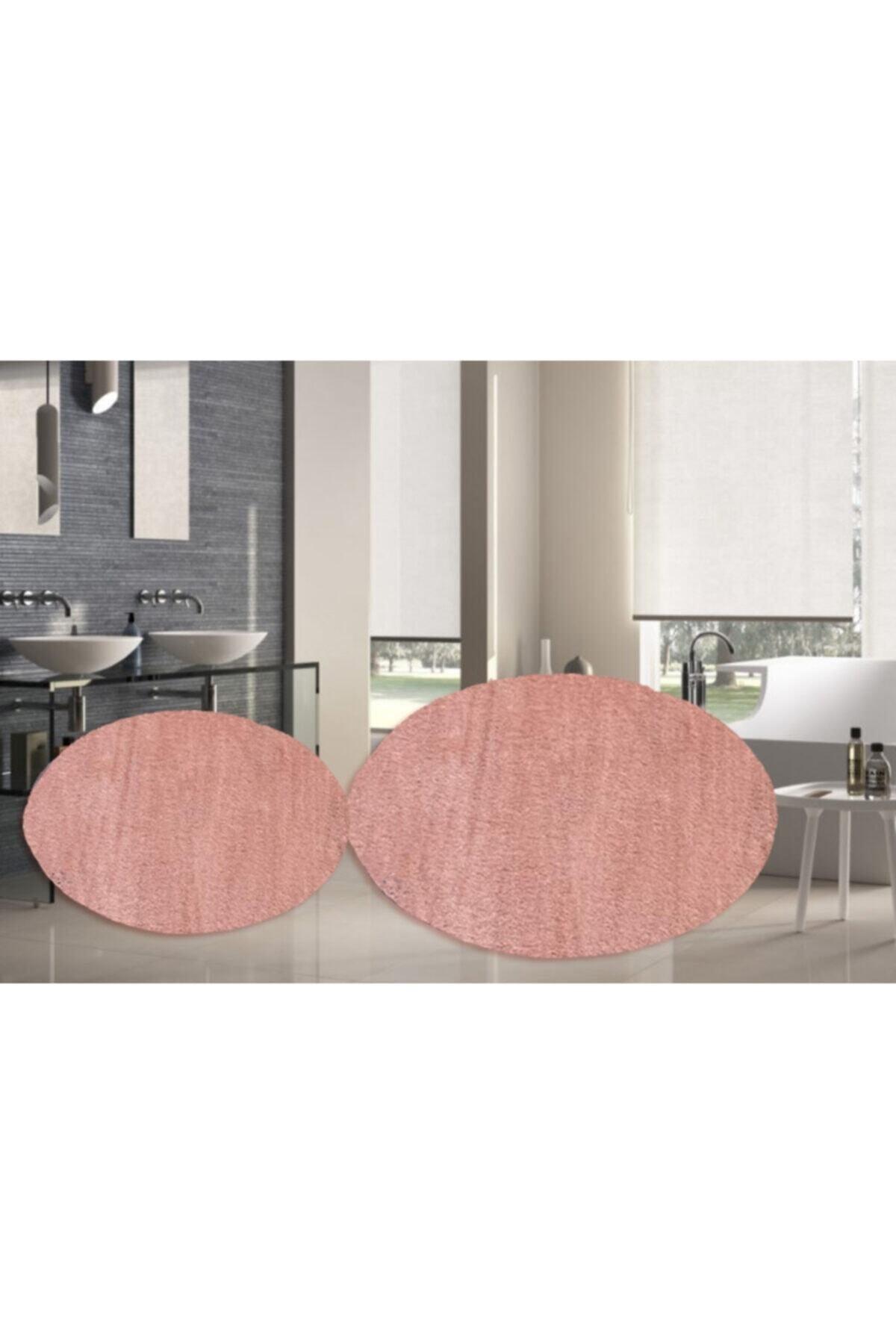 Senora 2 Pcs Round Post Plush Bath Mat Set Large Non-Slip Toilet Bowl Powder 100x100 60x60 - Swordslife