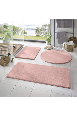 3 Piece Bath Mat Carpet Plush Carpet Closet Set Powder-pink 50x90-50x60--50x50(ROUND)- - Swordslife