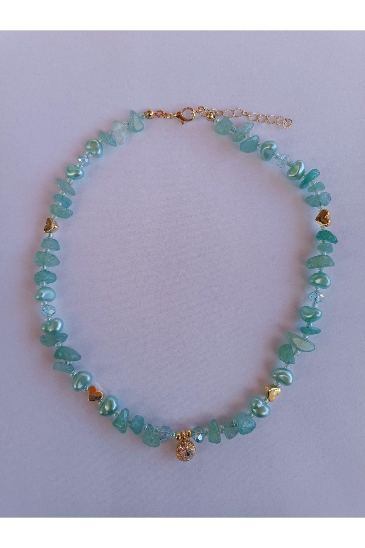 Aventurine Natural Stone Necklace with White Sparkle Tip - Swordslife