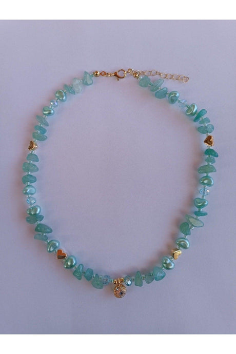 Aventurine Natural Stone Necklace with White Sparkle Tip - Swordslife
