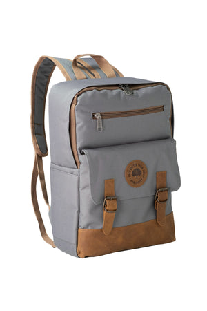 Unisex Gray 100% Genuine Leather Detailed Waterproof 15.6 Inch Multi-Compartment Backpack With Laptop Compartment