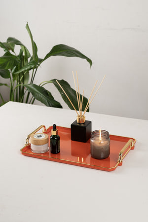 Orange Tray Presentation Decorative Home Tableware Kitchen Tea Coffee Tray