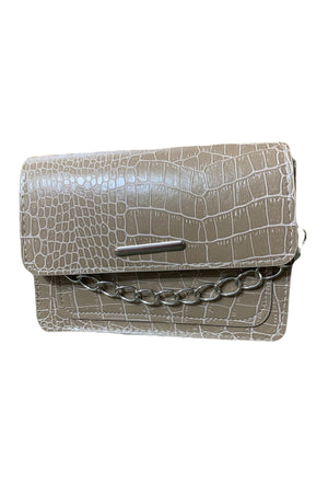 Women'S Crocodile Patterned Clutch Baguette Chain Strap Bag