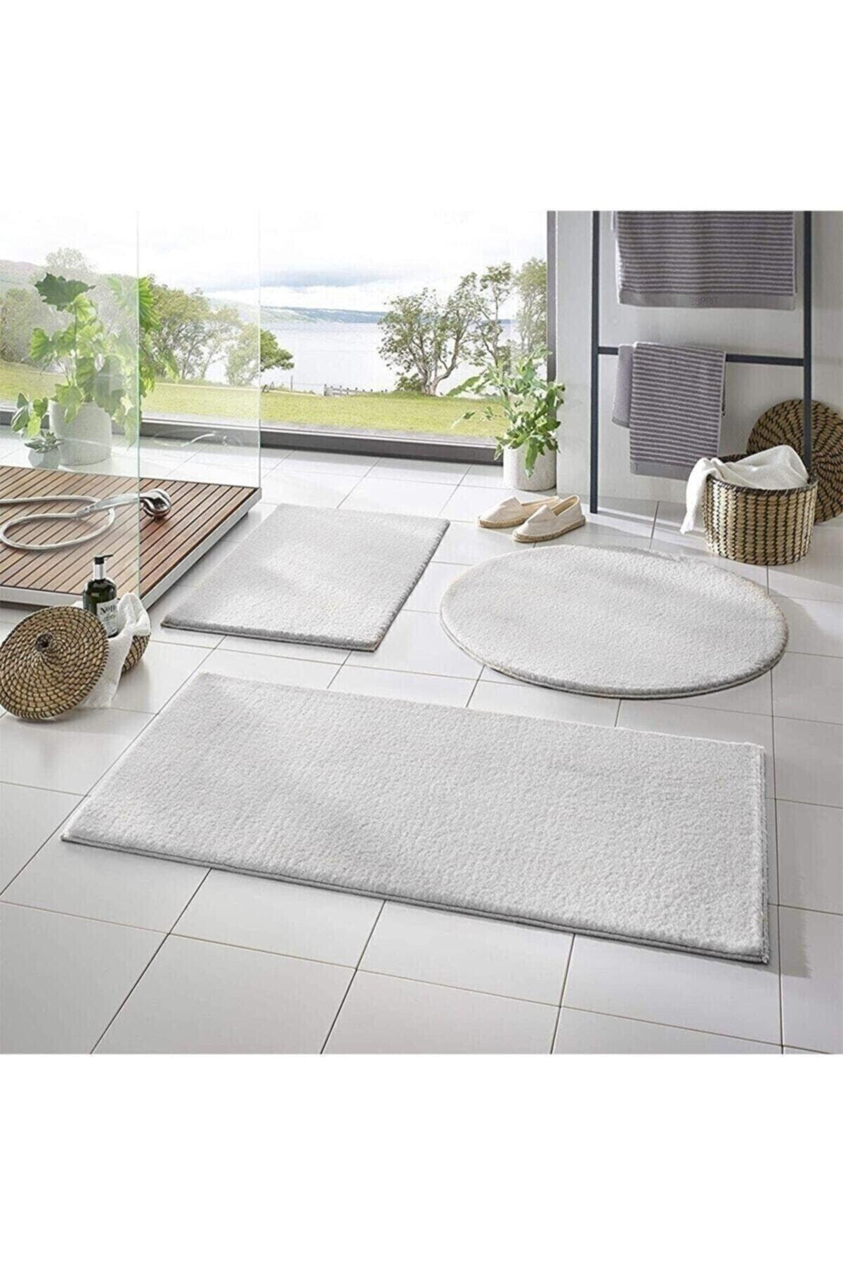 3 Piece Bathroom Carpet Plush Post Carpet Closet Set White 50x90--50x60---50x50(round) - Swordslife