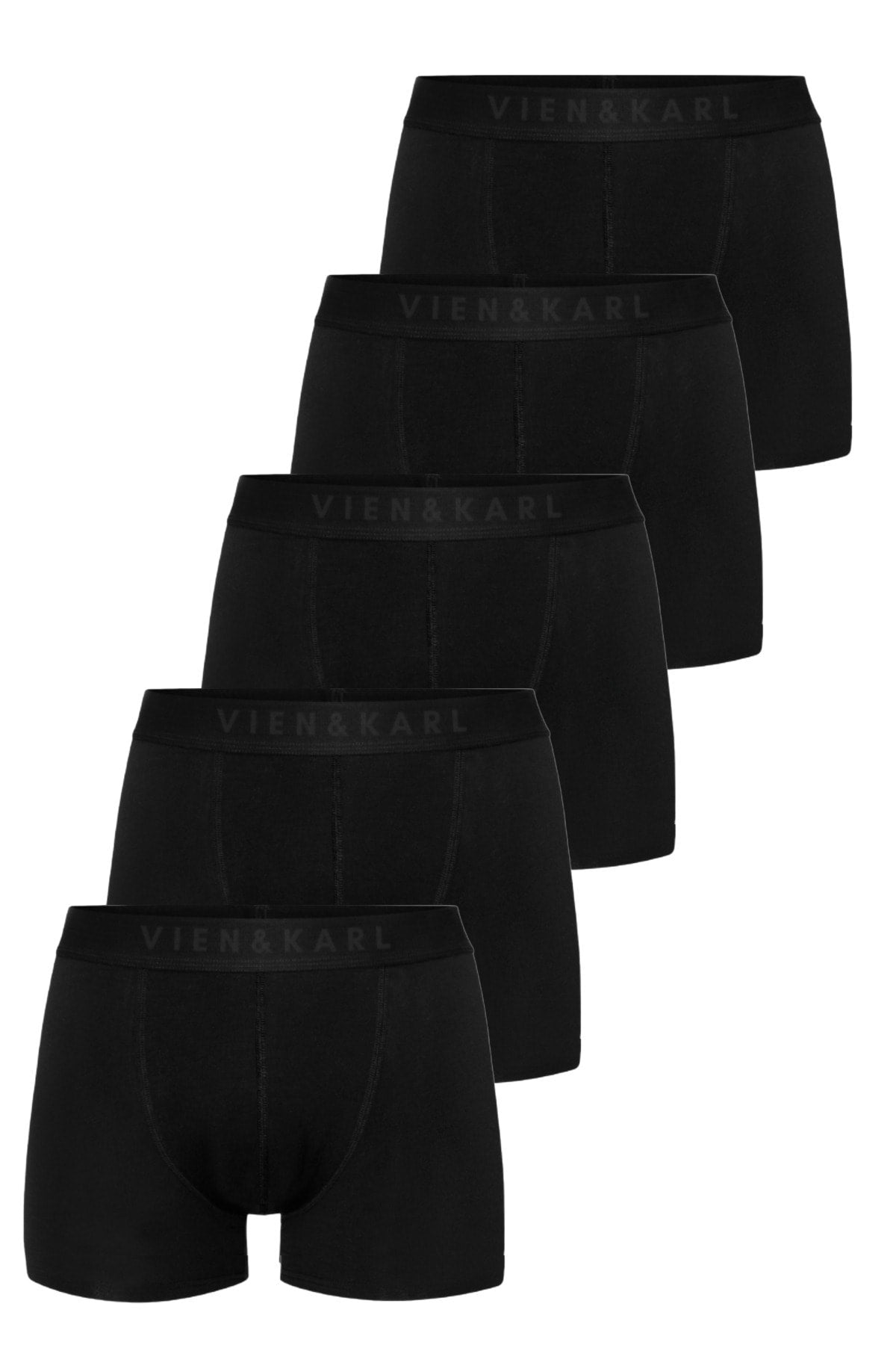 Men'S Black 5-Pack Plain Lycra Boxer Shorts