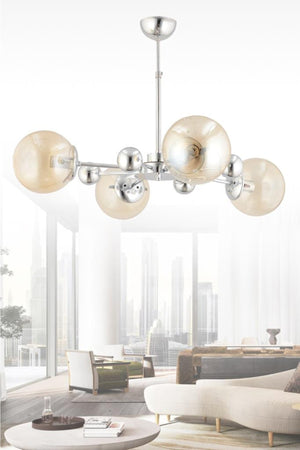 Nairobi 4-Piece Silver Yellow Globe Glass Chandelier