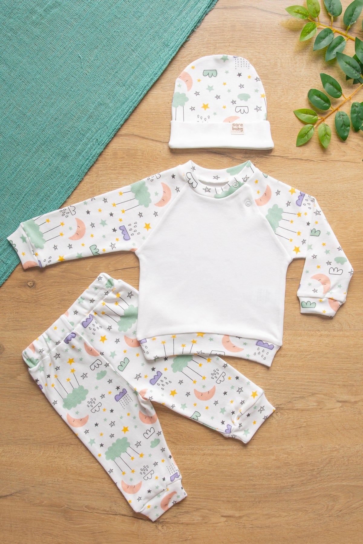 Comfort Series Unisex Baby Set Set Of 3 Extra Soft 100% Cotton Special Roving Fabric
