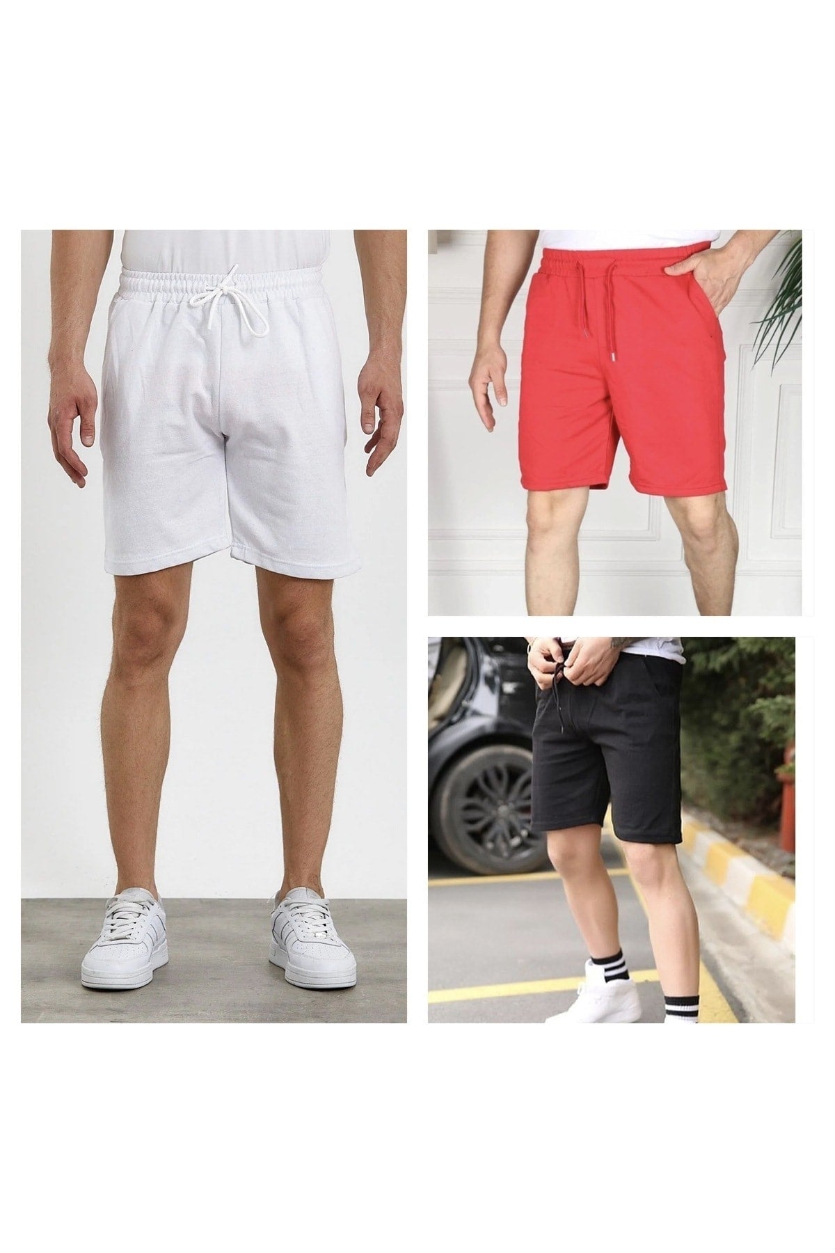 Slim Fit Unisex Men'S 3 Piece Shorts