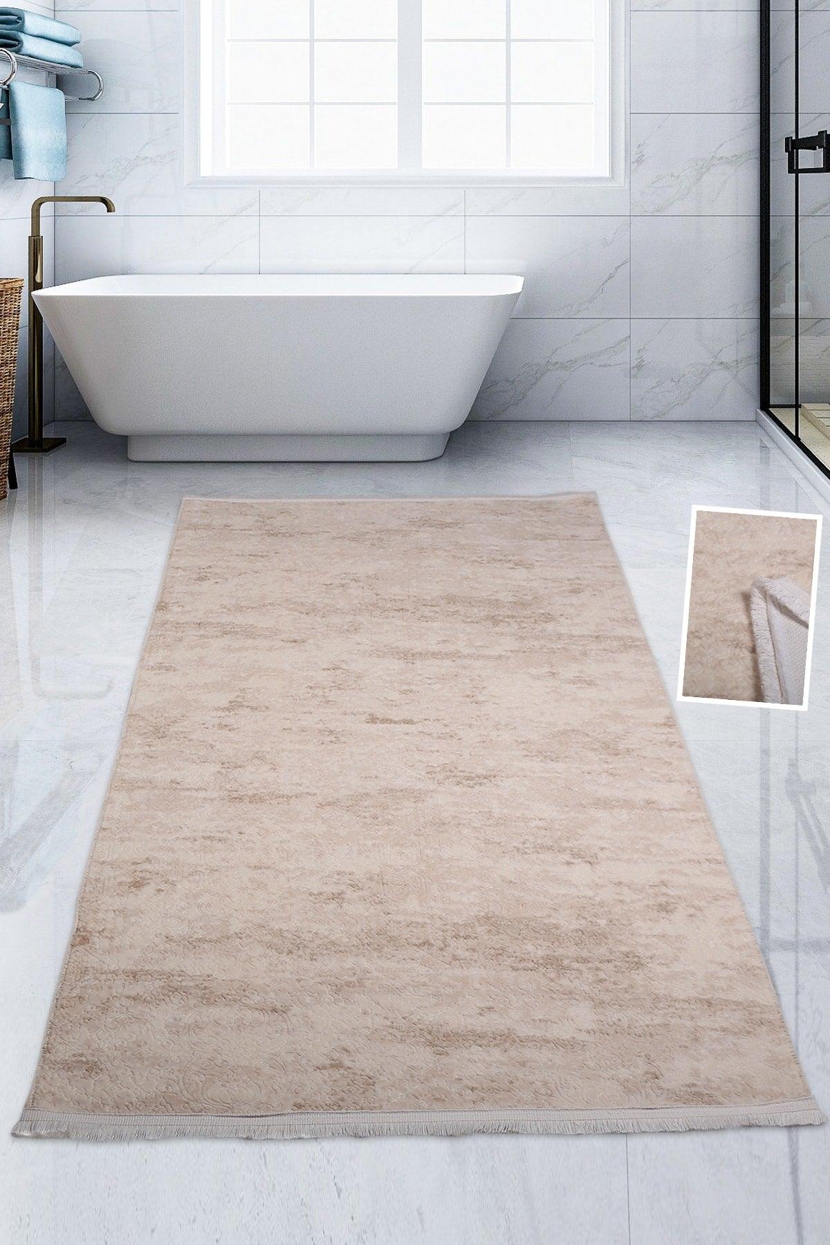 Nova Cream 100x200 Cm Cotton Non-Slip Base Plush Bath Mat Big Tassels Bathroom Rug - Swordslife