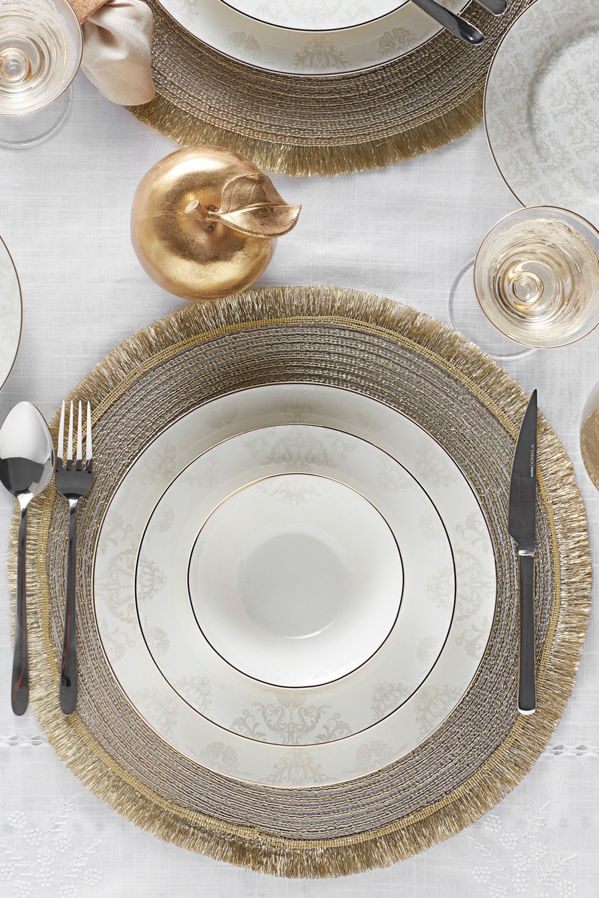 Siena 56 Piece Porcelain Gold Dinner Set For 12 People