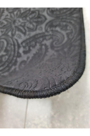 Black Ultrasoft Patterned 3 Pcs Closet Set Bathroom Carpet Mat Set - Swordslife