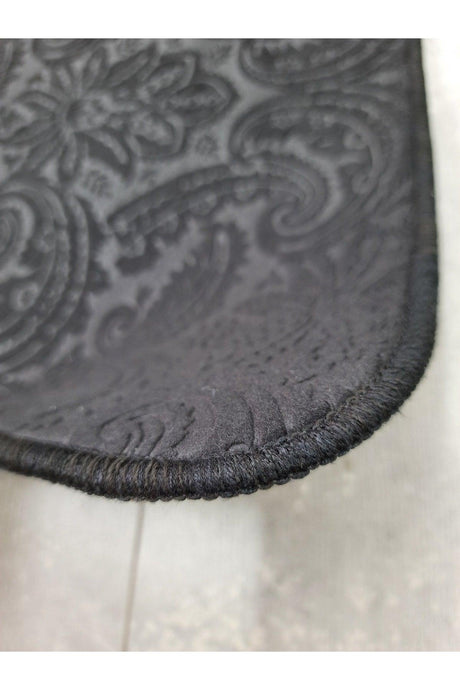 Black Ultrasoft Patterned 3 Pcs Closet Set Bathroom Carpet Mat Set - Swordslife