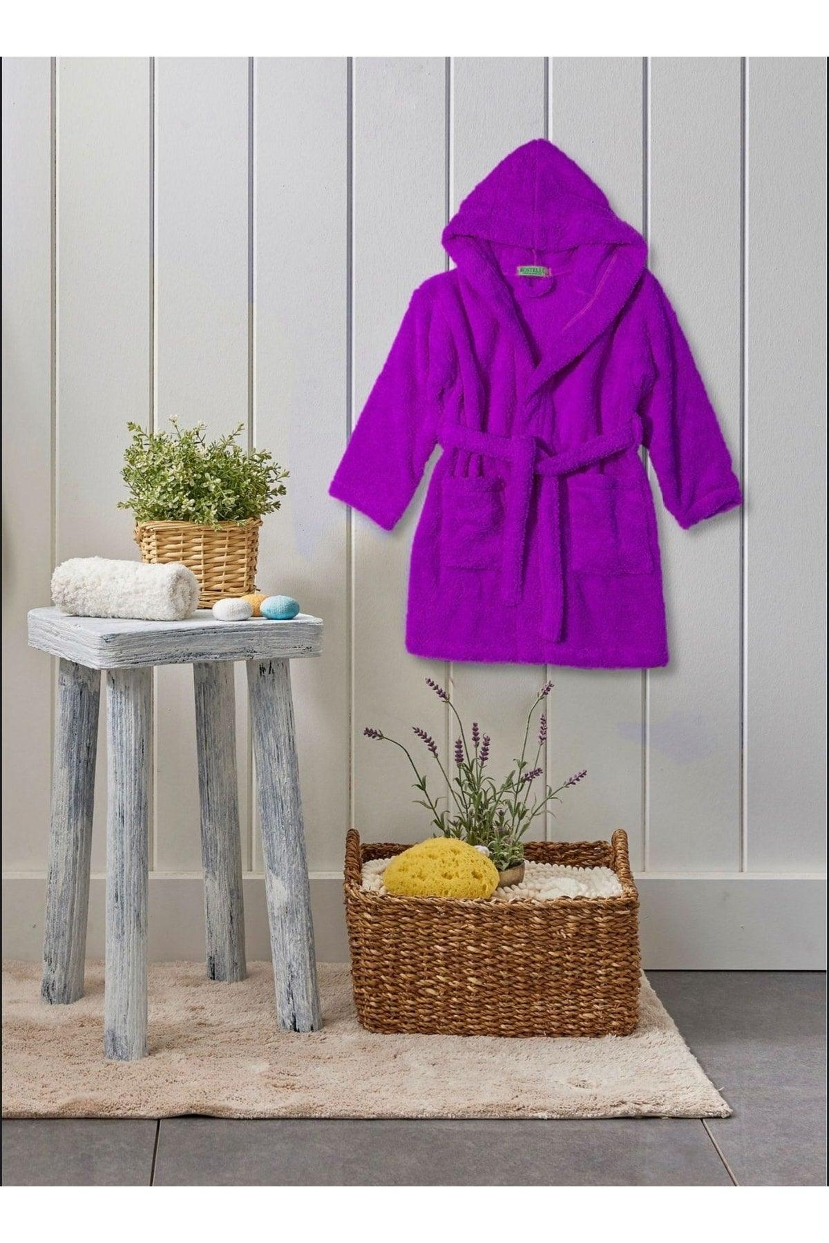 Welsoft Hooded Kids Deep Purple Bathrobe - Swordslife