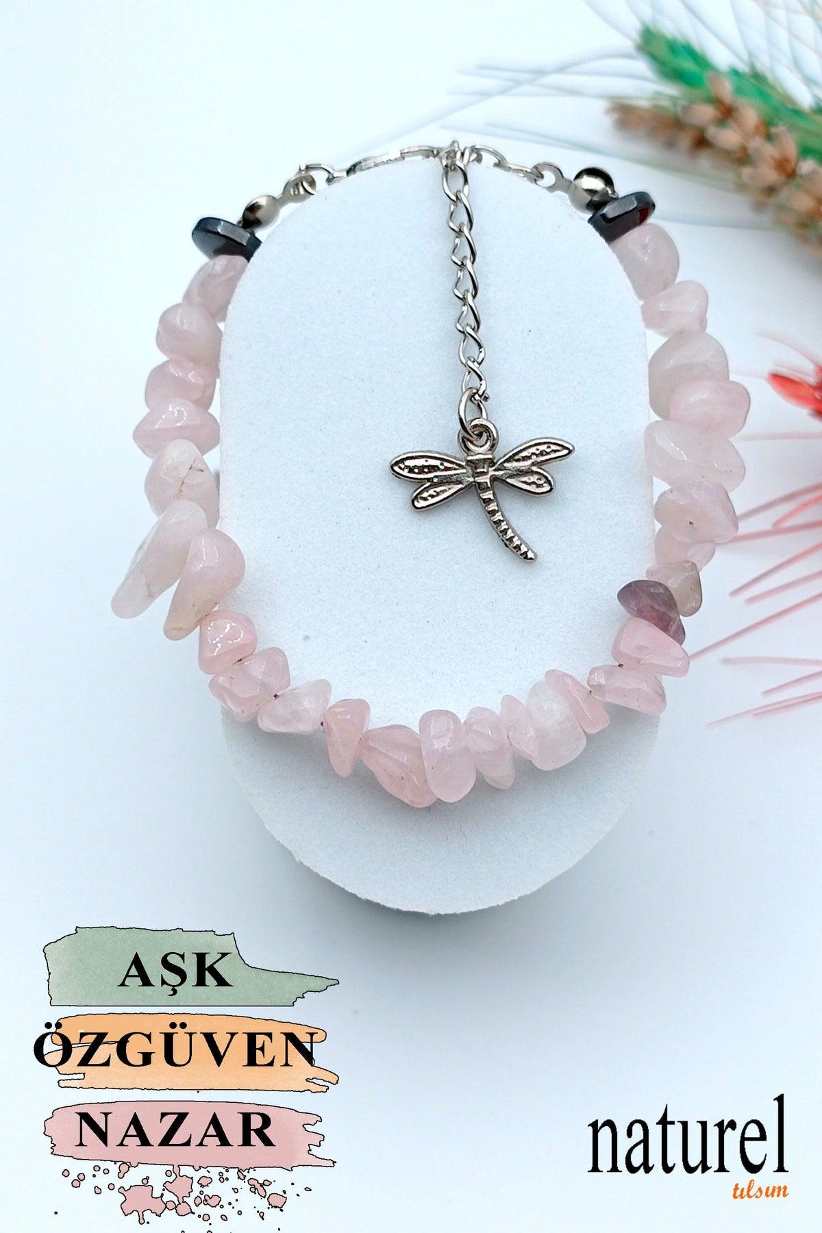 Natural Stone Love Magnet Bracelet - Rose Quartz - - Swordslife