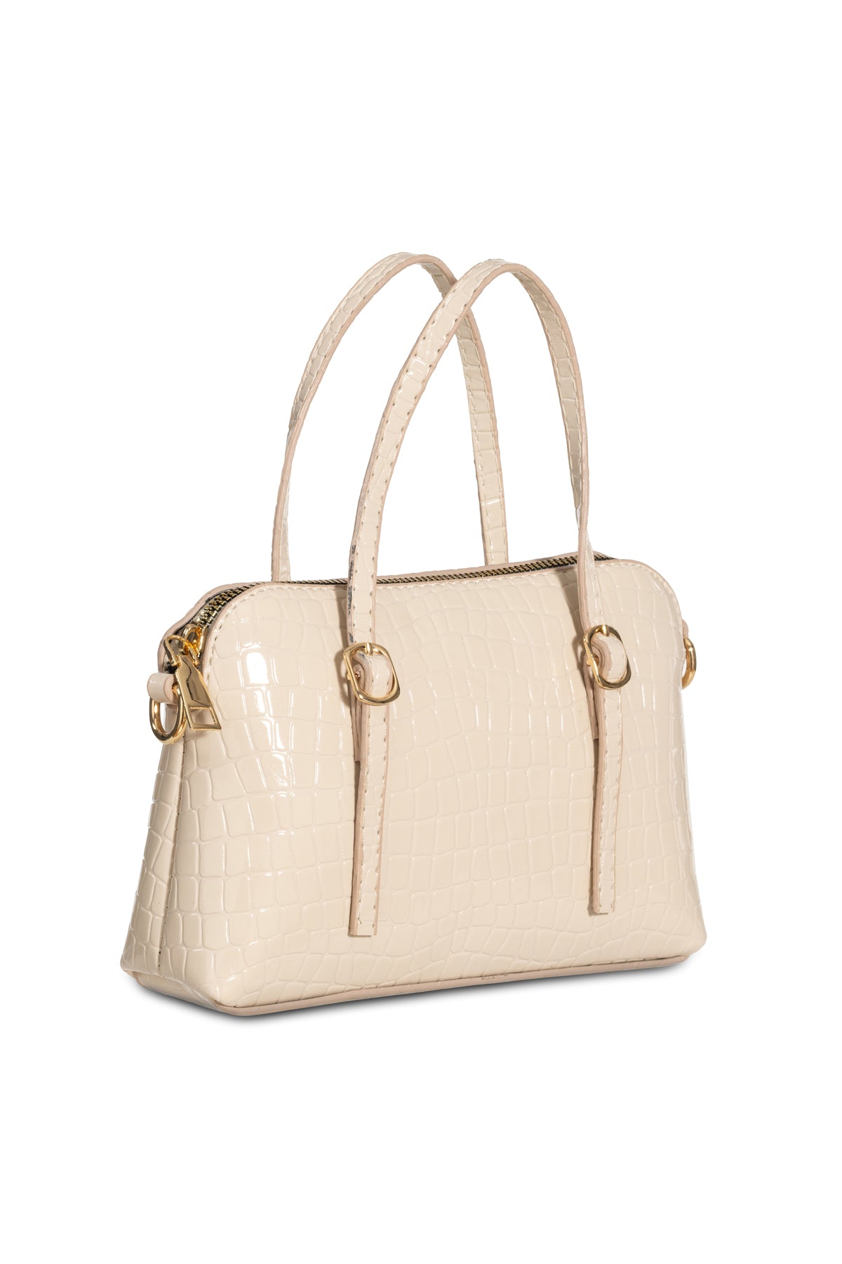 Women'S Leather Look Double Handle Bag