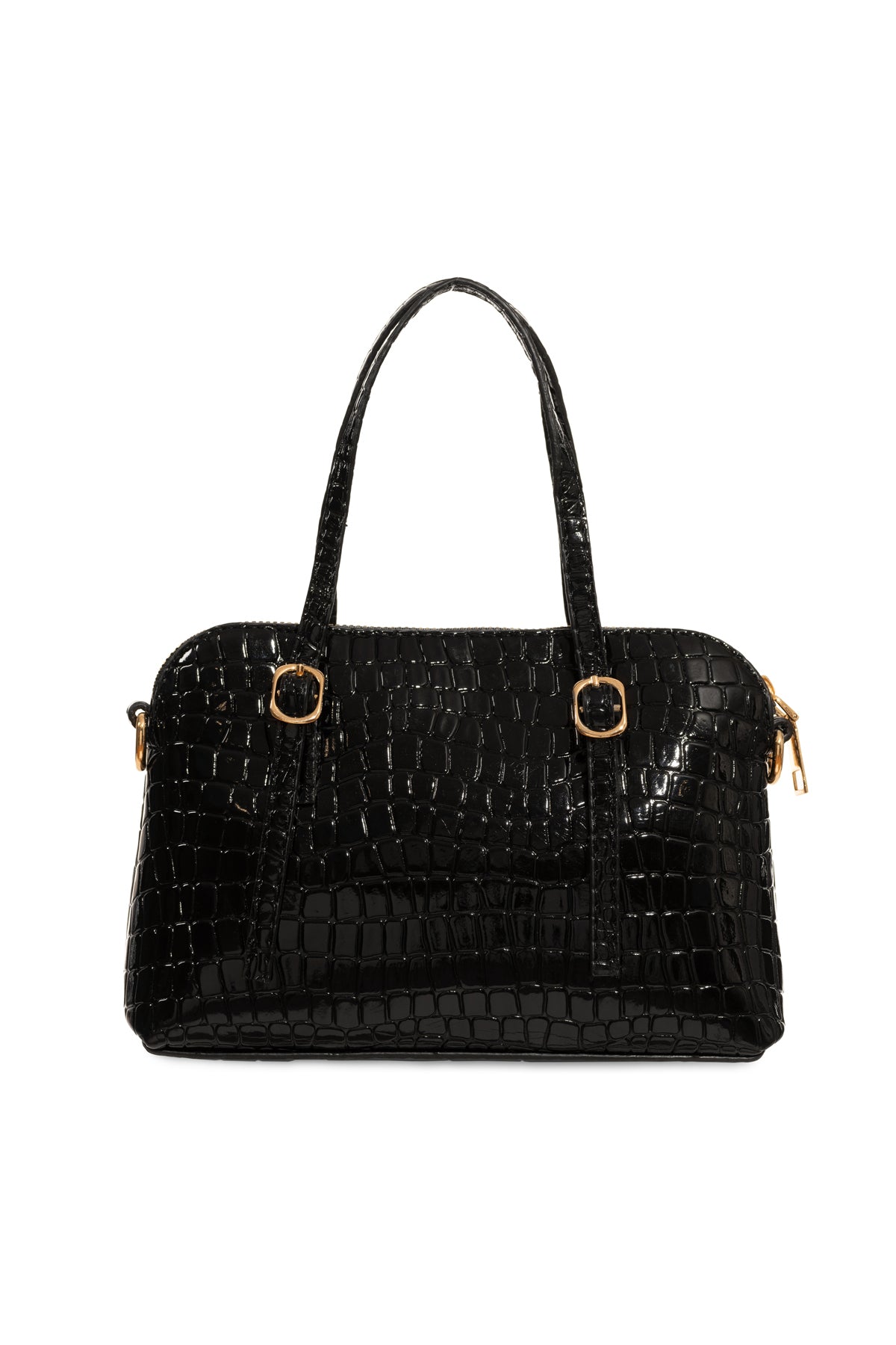 Women'S Leather Look Double Handle Bag