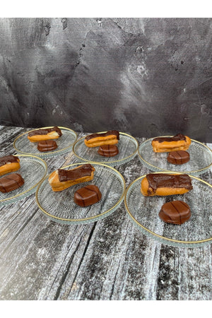 6 Pcs Crystal Glass Gilded Cake Dessert Serving Plate Presentation Bowl