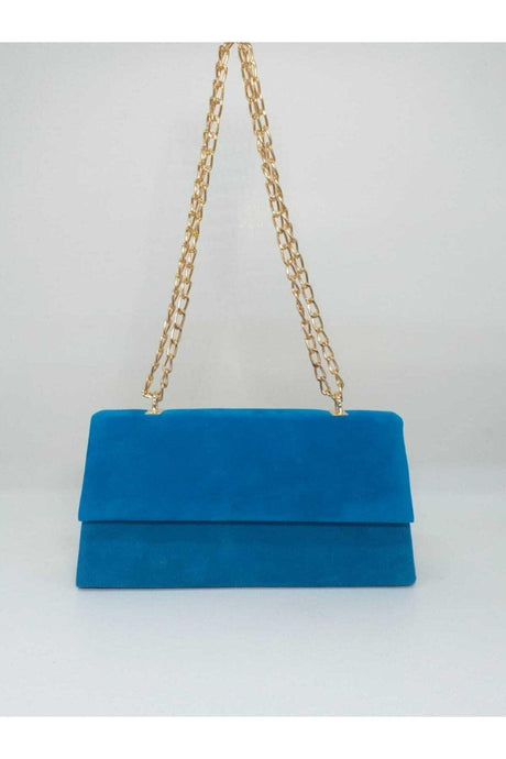 Women's Blue Suede Chain Strap Bag - Swordslife