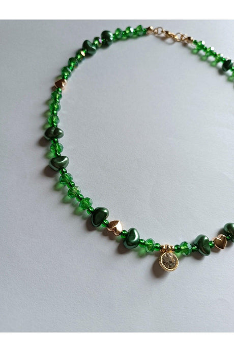 Pearl Green Necklace with White Shimmer Tip - Swordslife
