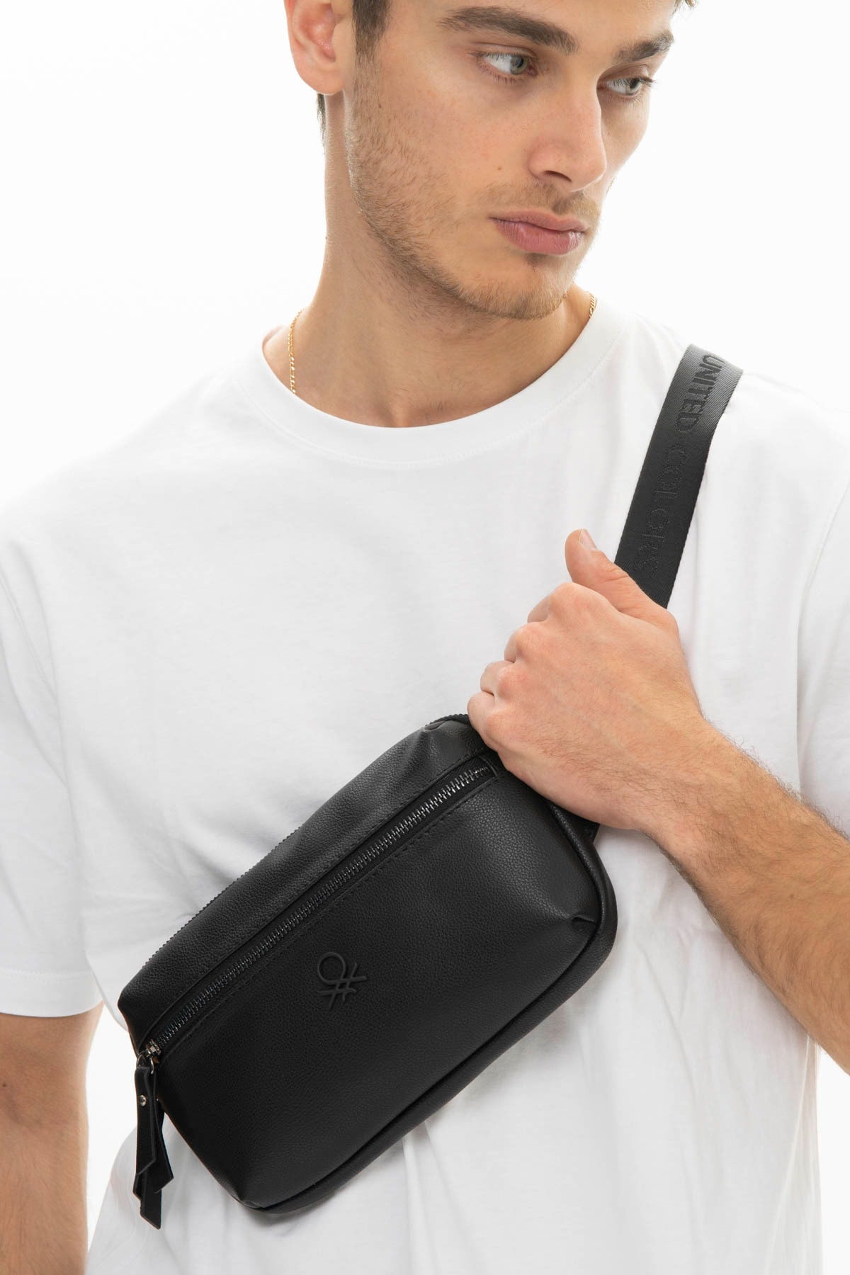Benetton Men'S Waist Bag Black Bnt1012