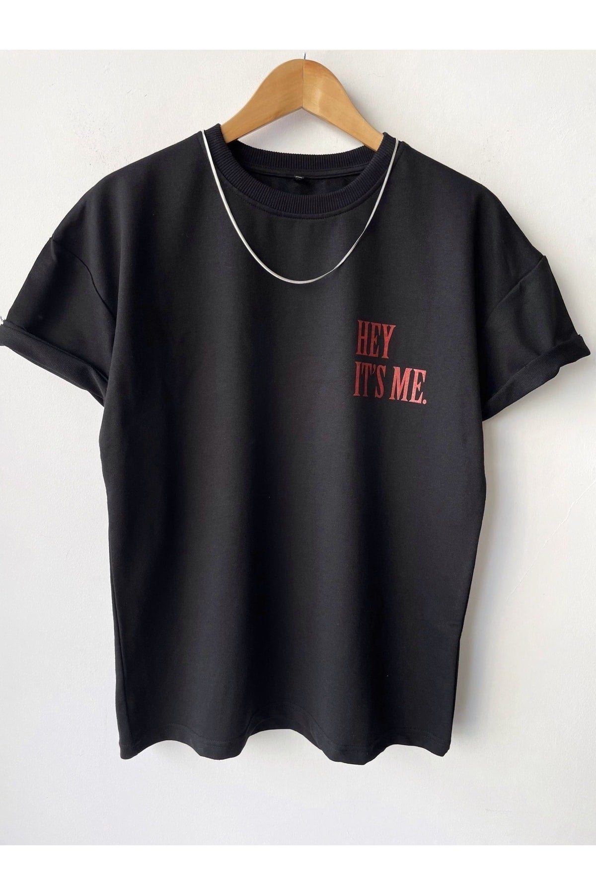 Men'S Hey It'S Me Printed Crew Neck Oversize T-Shirt