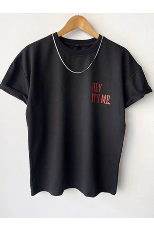 Men'S Hey It'S Me Printed Crew Neck Oversize T-Shirt