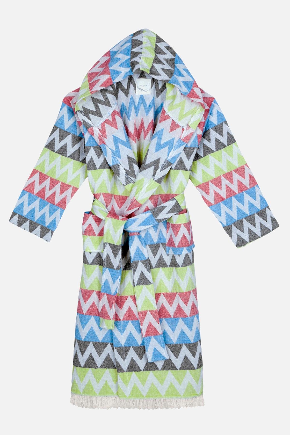 Zigzag Pattern Kids Peshtemal Beach Bathrobe - Swordslife