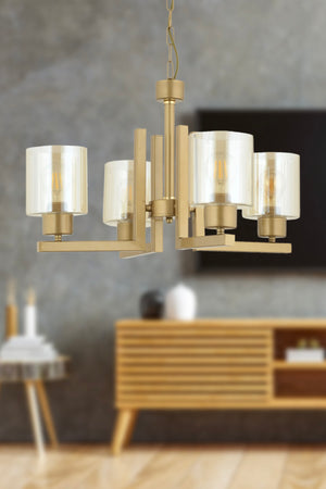 Tasse 4-Piece Antique Painted Chandelier With Honey Glass Modern Young Room Bedroom Living Room Chandelier
