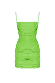 Pistachio Green Draped Strap Mini Dress - Swordslife