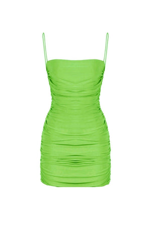 Pistachio Green Draped Strap Mini Dress - Swordslife