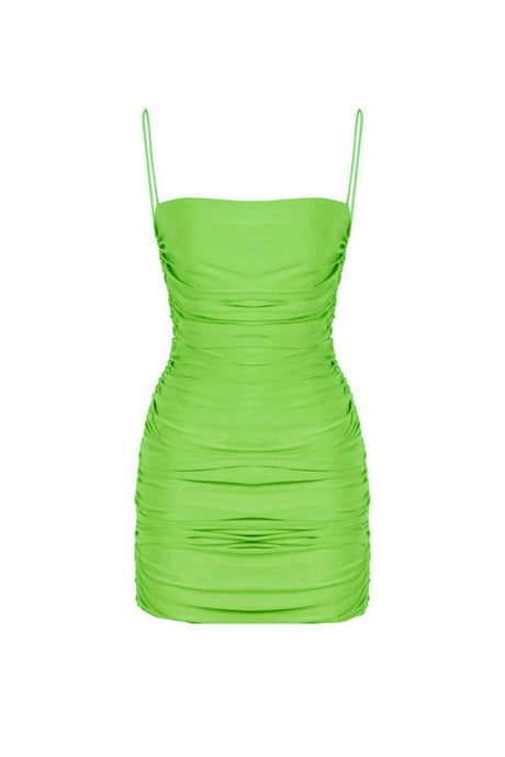 Pistachio Green Draped Strap Mini Dress - Swordslife