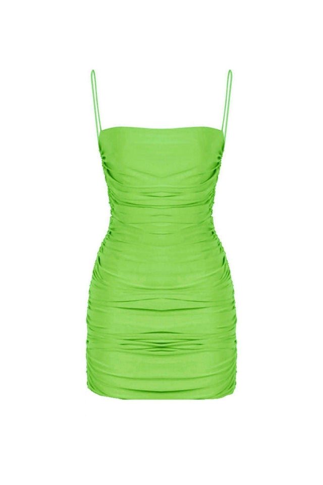 Pistachio Green Draped Strap Mini Dress - Swordslife