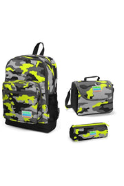 Kids Four Compartment Camouflage 3 Pcs School Bag Set