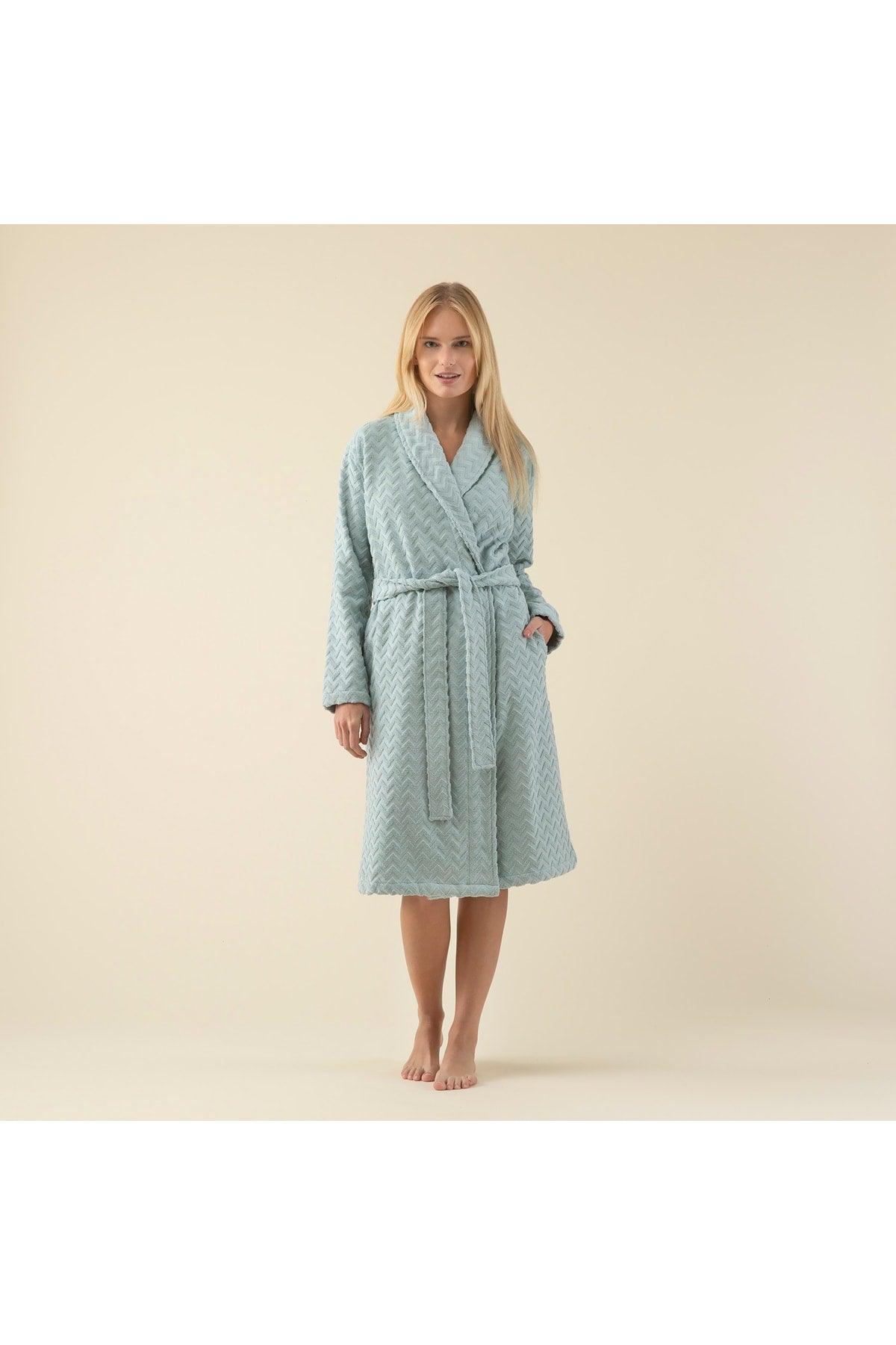 Zigzag Women's Bathrobe Aqua - Swordslife