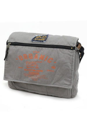 Old Cotton Gray Loose Canvas Shoulder Messenger Laptop School Travel Daily Vintage Cotton Fabric Bag