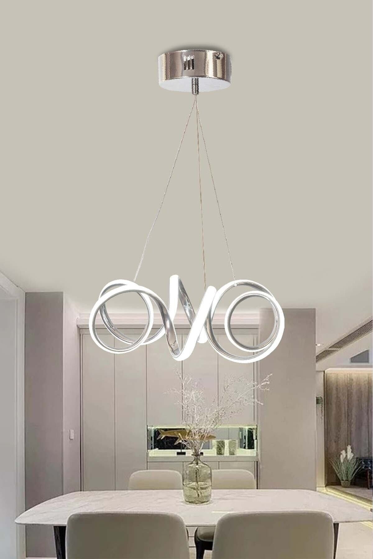 Modern Pendant Lamp Chrome Fold White Light Led Chandelier